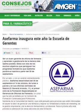 CONSEJOS DE TU FARMACÉUTICO - Asefarma inaugura este año la Escuela de Gerentes