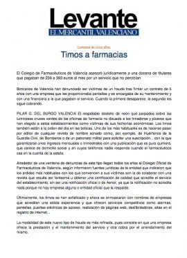 LEVANTE - Timos a farmacias